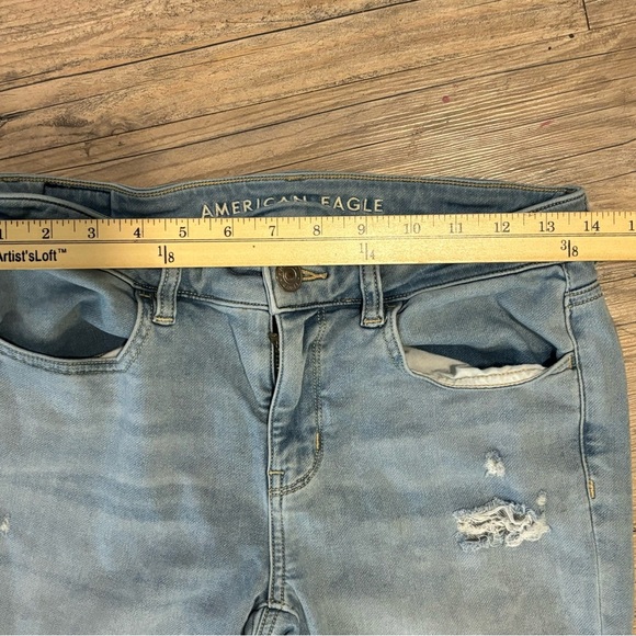 American Eagle Distressed Stretch Denim Blue Jean Jegging Size 06 - Picture 4 of 8